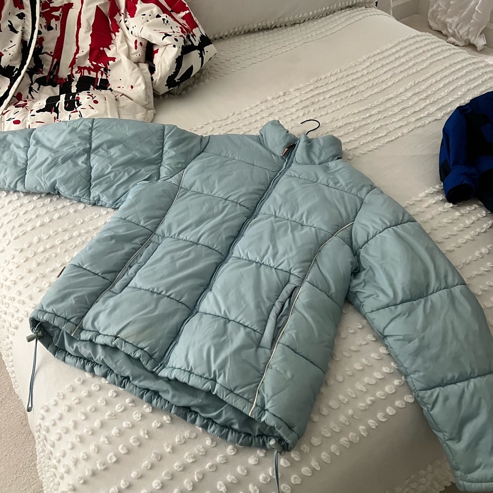 Women’s blue snow puffer jacket